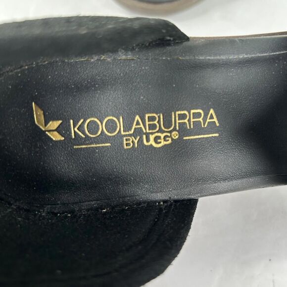 Koolaburra Ugg Ashland Perforated Suede Peep toe US 9 Bootie Sandal Stacked Heel - Picture 10 of 11